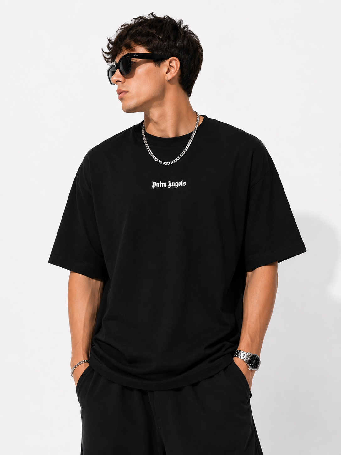Camiseta Palm Angels Gothic Logo Oversized